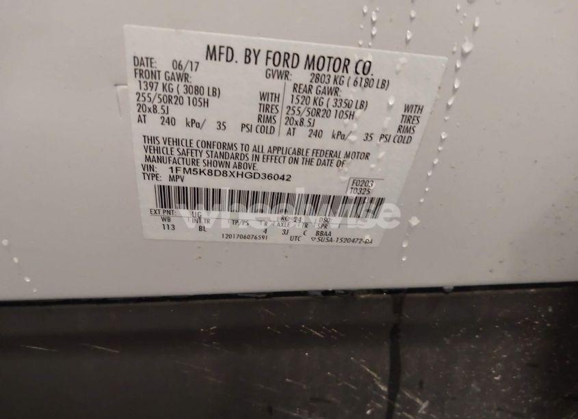 Photo 9 of 2017 Ford Explorer XLT (VIN 1FM5K8D8XHGD36042)