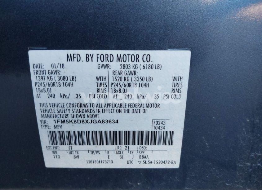 Photo 9 of 2018 Ford Explorer XLT (VIN 1FM5K8D8XJGA83634)