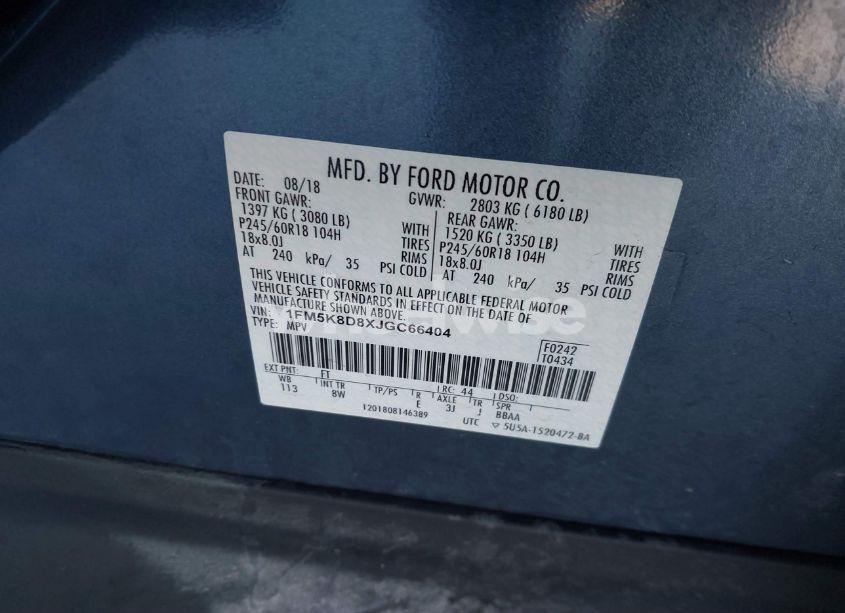 Photo 9 of 2018 Ford Explorer XLT (VIN 1FM5K8D8XJGC66404)