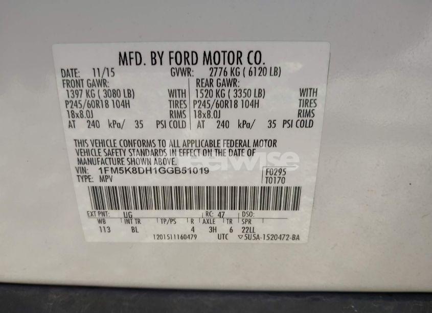 Photo 9 of 2016 Ford Explorer XLT (VIN 1FM5K8DH1GGB51019)