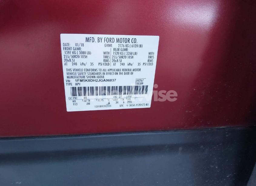 Photo 9 of 2018 Ford Explorer XLT (VIN 1FM5K8DH2JGA96037)