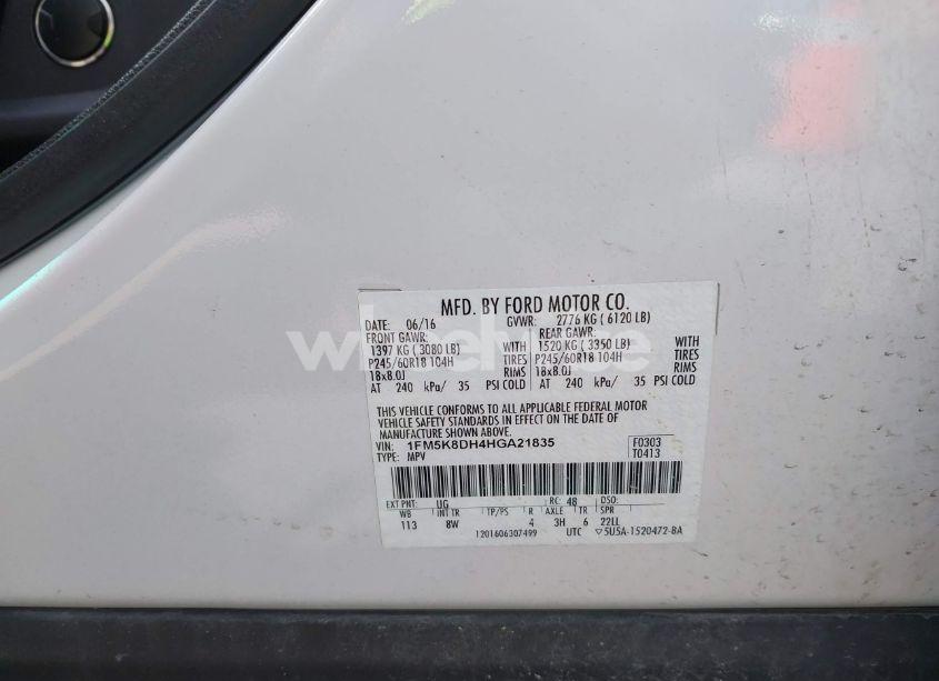 Photo 9 of 2017 Ford Explorer XLT (VIN 1FM5K8DH4HGA21835)