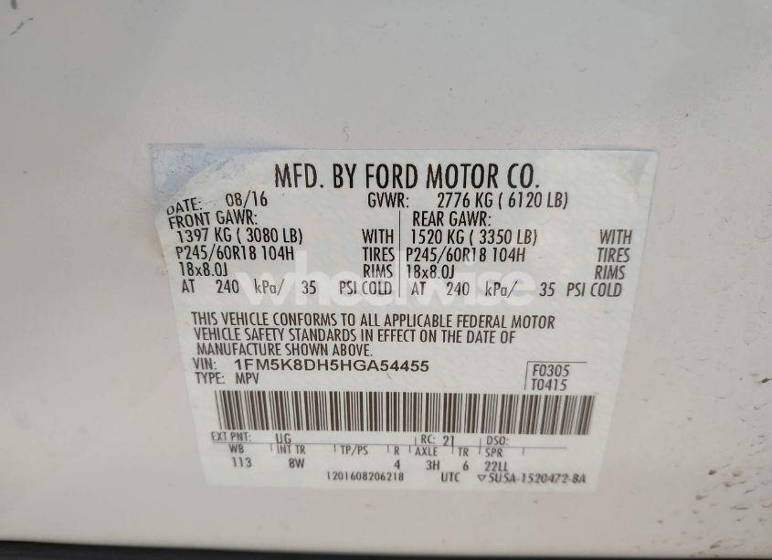 Photo 9 of 2017 Ford Explorer XLT (VIN 1FM5K8DH5HGA54455)