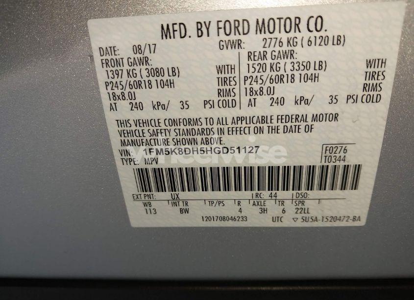 Photo 9 of 2017 Ford Explorer XLT (VIN 1FM5K8DH5HGD51127)