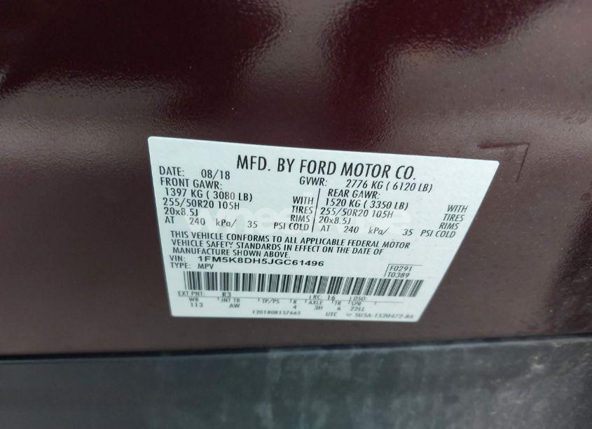 Photo 9 of 2018 Ford Explorer XLT (VIN 1FM5K8DH5JGC61496)