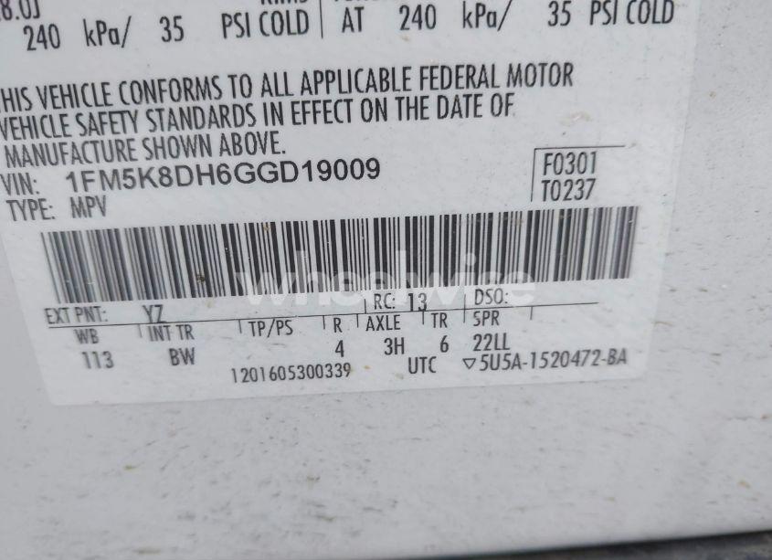 Photo 9 of 2016 Ford Explorer XLT (VIN 1FM5K8DH6GGD19009)