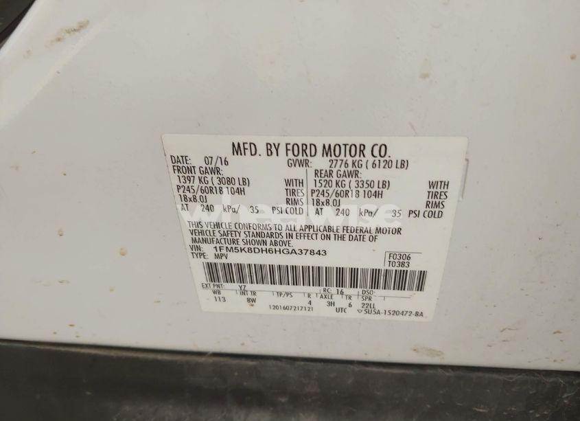 Photo 9 of 2017 Ford Explorer XLT (VIN 1FM5K8DH6HGA37843)