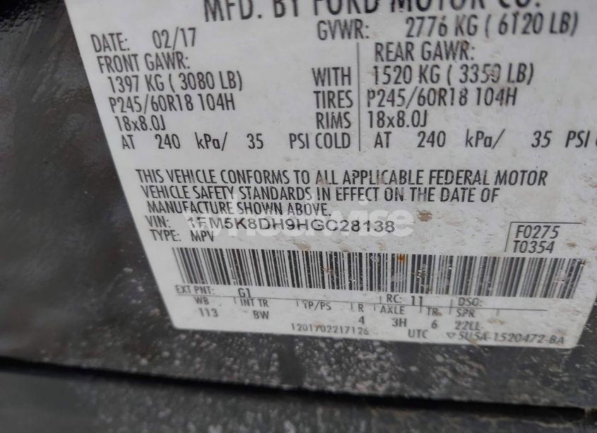 Photo 9 of 2017 Ford Explorer XLT (VIN 1FM5K8DH9HGC28138)