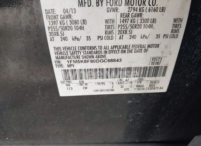 Photo 9 of 2013 Ford Explorer LIMITED (VIN 1FM5K8F80DGC68843)