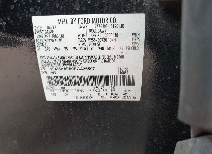 Photo 9 of 2014 Ford Explorer LIMITED (VIN 1FM5K8F80EGA36597)