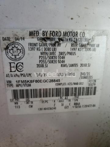 Photo 11 of 2014 FORD EXPLORER LIMITED (VIN 1FM5K8F80EGC28845)