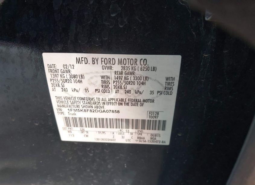 Photo 9 of 2013 Ford Explorer LIMITED (VIN 1FM5K8F82DGA07858)