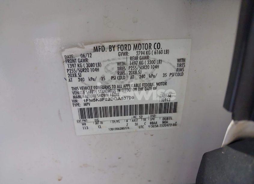 Photo 8 of 2013 Ford Explorer LIMITED (VIN 1FM5K8F82DGA83709)