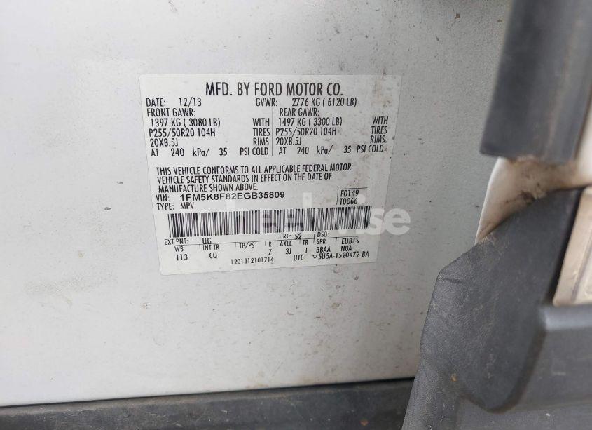 Photo 9 of 2014 Ford Explorer LIMITED (VIN 1FM5K8F82EGB35809)