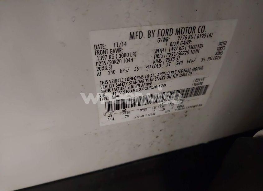 Photo 9 of 2015 Ford Explorer LIMITED (VIN 1FM5K8F82FGB38176)