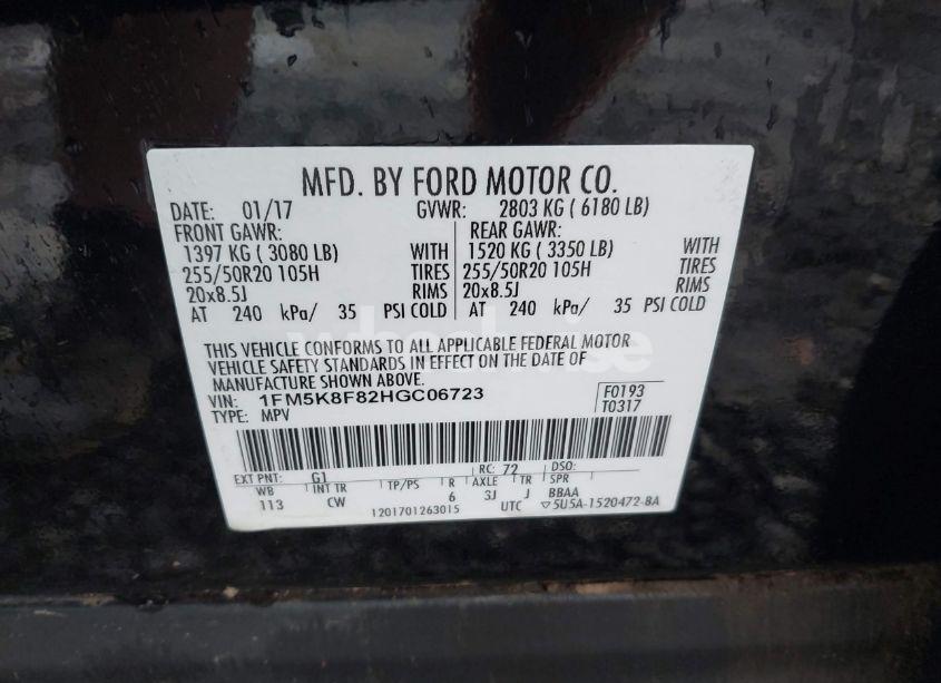 Photo 9 of 2017 Ford Explorer LIMITED (VIN 1FM5K8F82HGC06723)