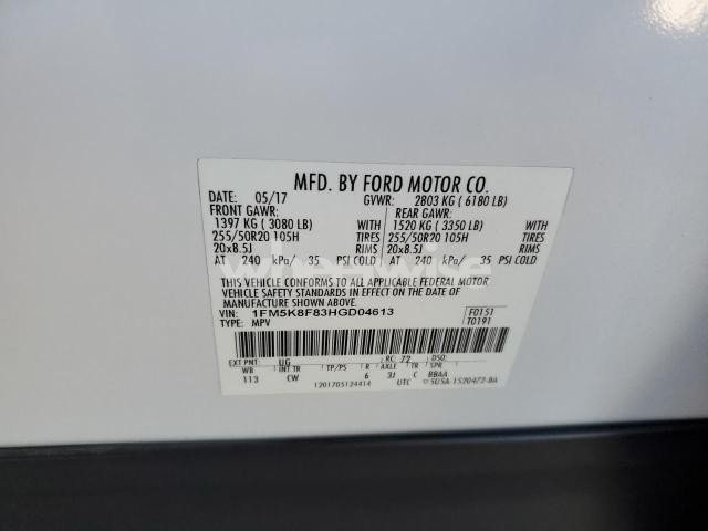 Photo 10 of 2017 FORD EXPLORER LIMITED (VIN 1FM5K8F83HGD04613)