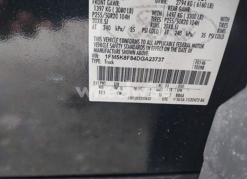 Photo 9 of 2013 Ford Explorer LIMITED (VIN 1FM5K8F84DGA23737)