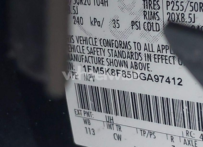 Photo 9 of 2013 Ford Explorer LIMITED (VIN 1FM5K8F85DGA97412)