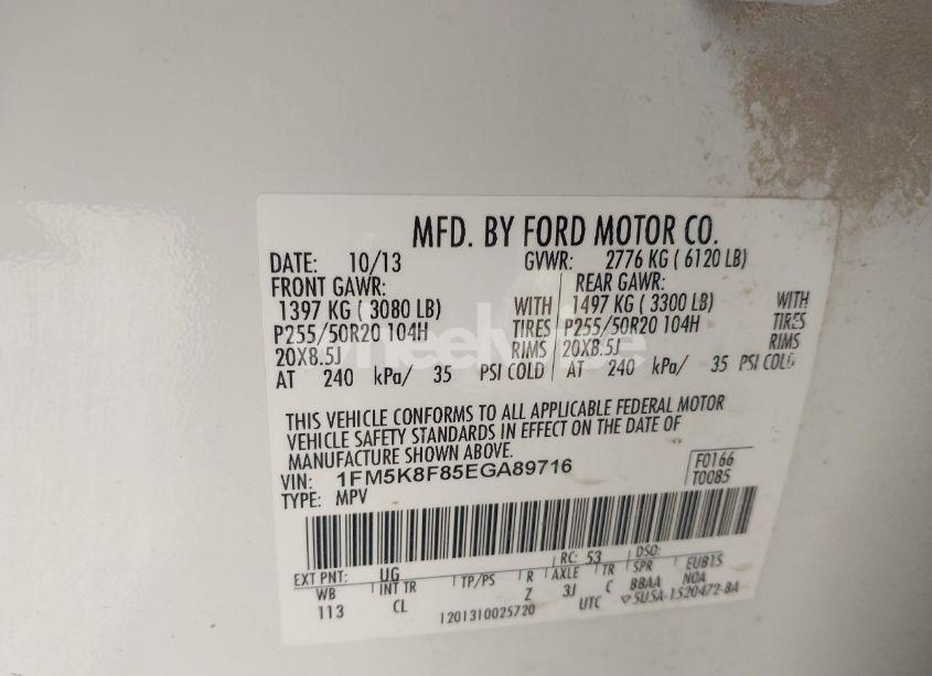 Photo 9 of 2014 Ford Explorer LIMITED (VIN 1FM5K8F85EGA89716)