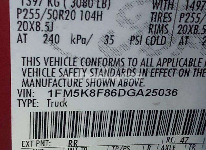 Photo 9 of 2013 Ford Explorer LIMITED (VIN 1FM5K8F86DGA25036)