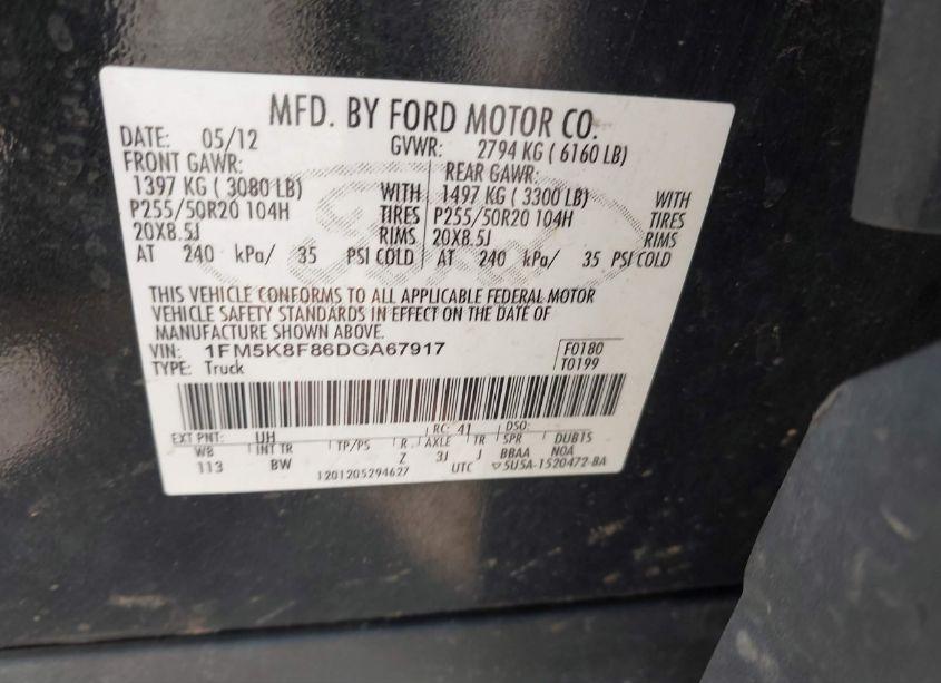 Photo 9 of 2013 Ford Explorer LIMITED (VIN 1FM5K8F86DGA67917)