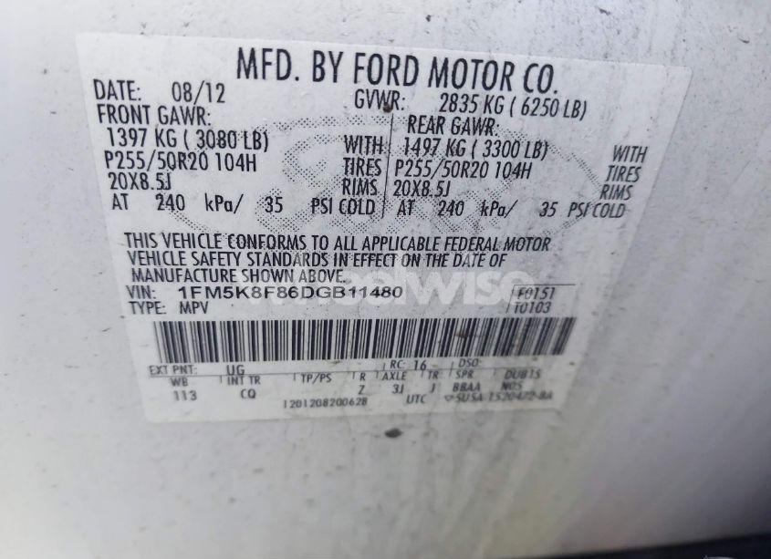 Photo 9 of 2013 Ford Explorer LIMITED (VIN 1FM5K8F86DGB11480)