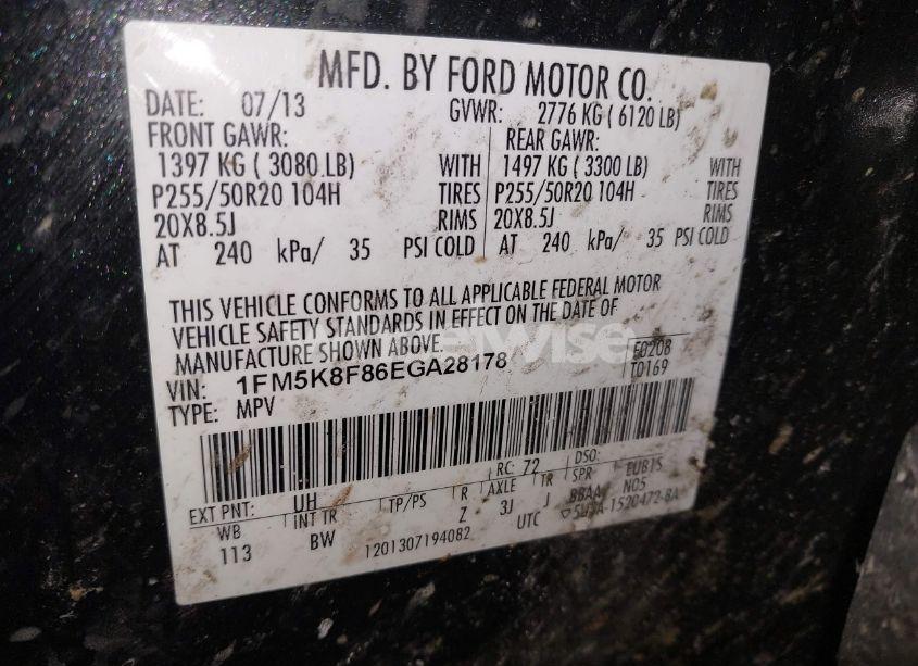 Photo 9 of 2014 Ford Explorer LIMITED (VIN 1FM5K8F86EGA28178)