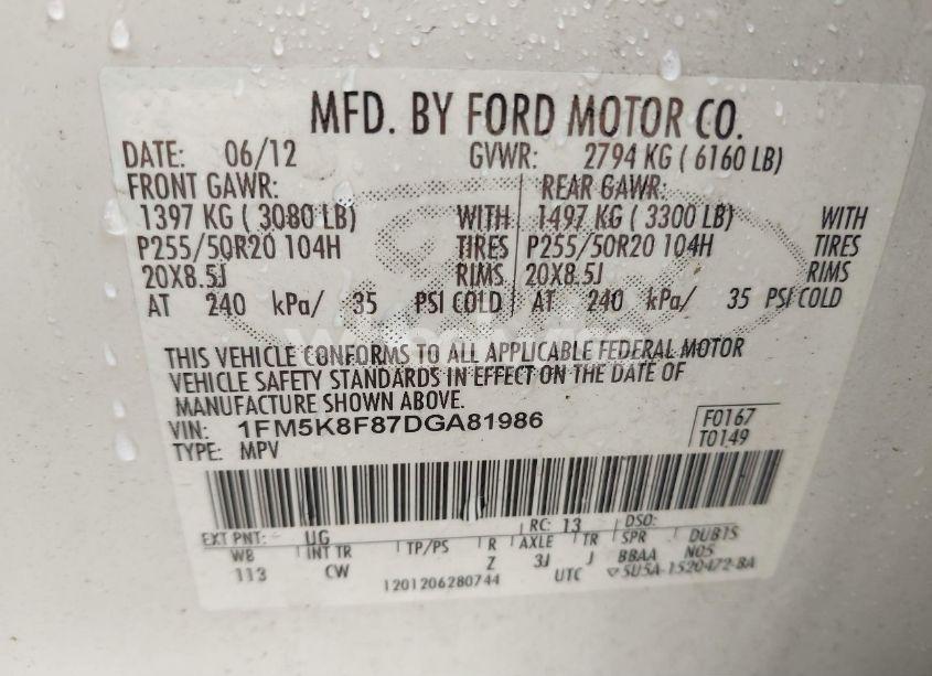 Photo 9 of 2013 Ford Explorer LIMITED (VIN 1FM5K8F87DGA81986)