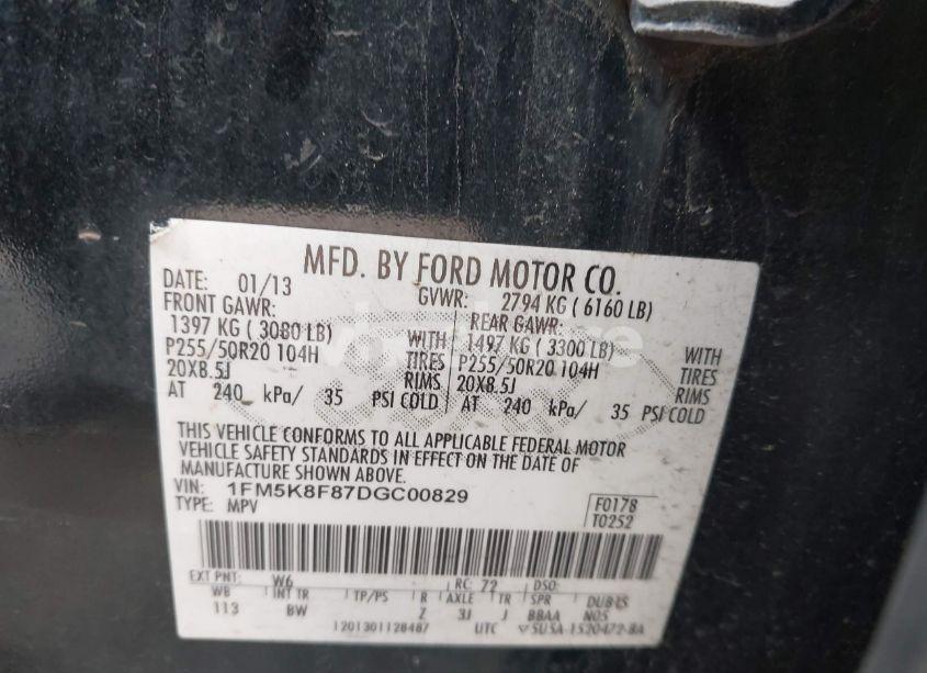 Photo 9 of 2013 Ford Explorer LIMITED (VIN 1FM5K8F87DGC00829)