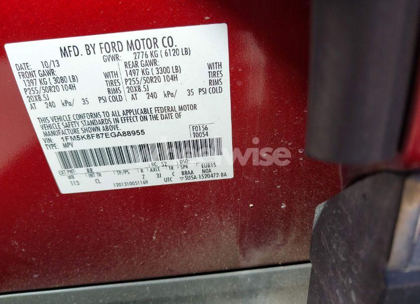 Photo 9 of 2014 Ford Explorer LIMITED (VIN 1FM5K8F87EGA88955)