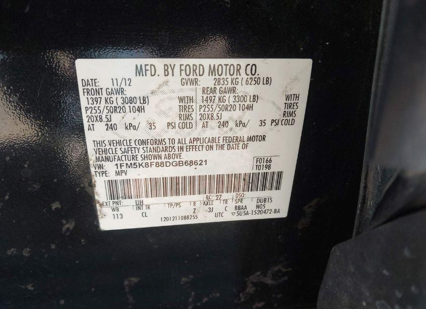 Photo 9 of 2013 Ford Explorer LIMITED (VIN 1FM5K8F88DGB68621)