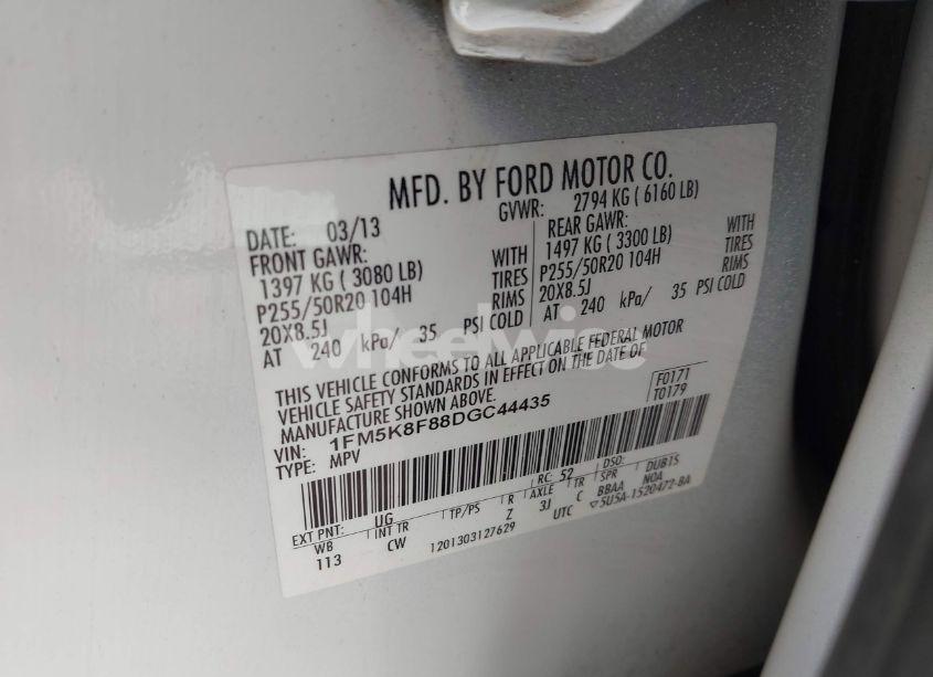 Photo 9 of 2013 Ford Explorer LIMITED (VIN 1FM5K8F88DGC44435)