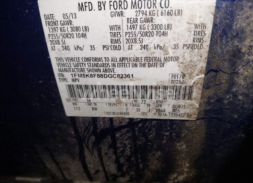 Photo 9 of 2013 Ford Explorer LIMITED (VIN 1FM5K8F88DGC82361)