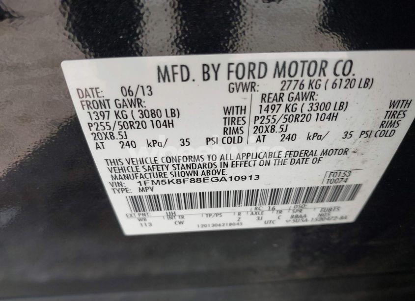 Photo 9 of 2014 Ford Explorer LIMITED (VIN 1FM5K8F88EGA10913)