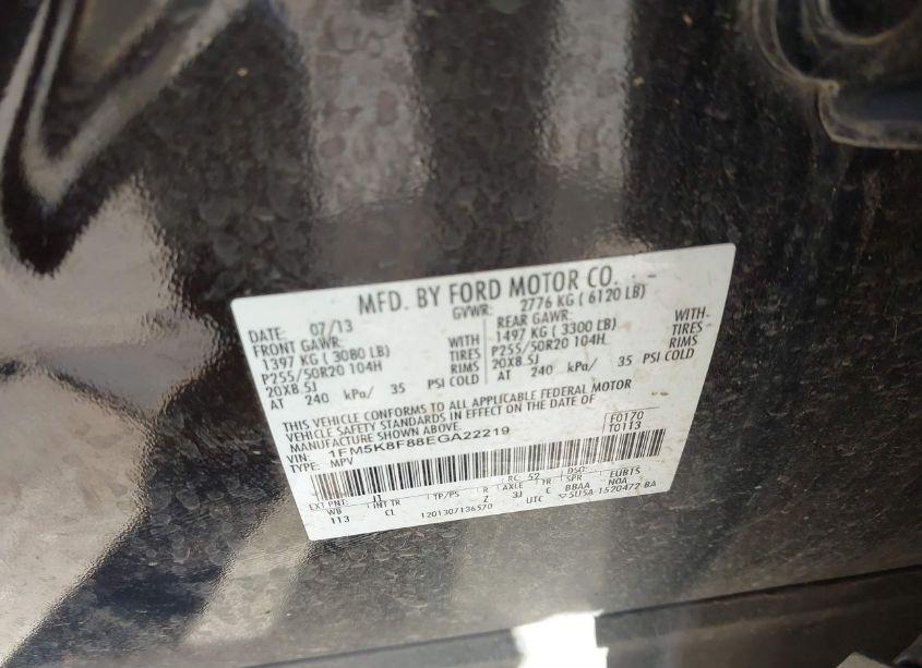 Photo 9 of 2014 Ford Explorer LIMITED (VIN 1FM5K8F88EGA22219)