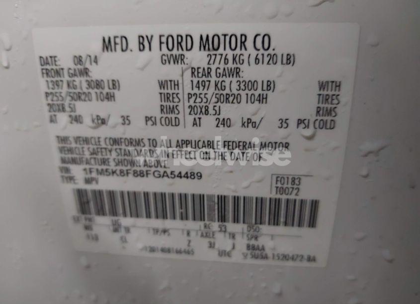 Photo 9 of 2015 Ford Explorer LIMITED (VIN 1FM5K8F88FGA54489)