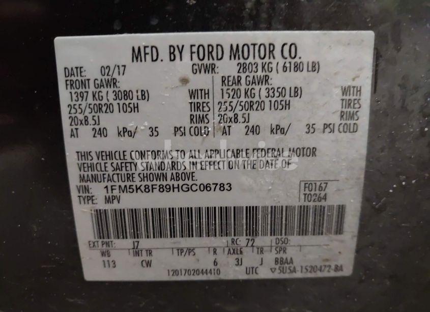 Photo 9 of 2017 Ford Explorer LIMITED (VIN 1FM5K8F89HGC06783)