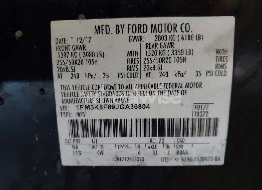 Photo 9 of 2018 Ford Explorer LIMITED (VIN 1FM5K8F89JGA36804)