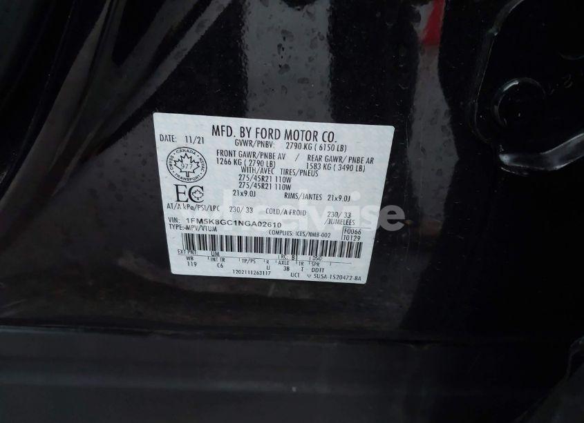 Photo 9 of 2022 Ford Explorer ST (VIN 1FM5K8GC1NGA02610)