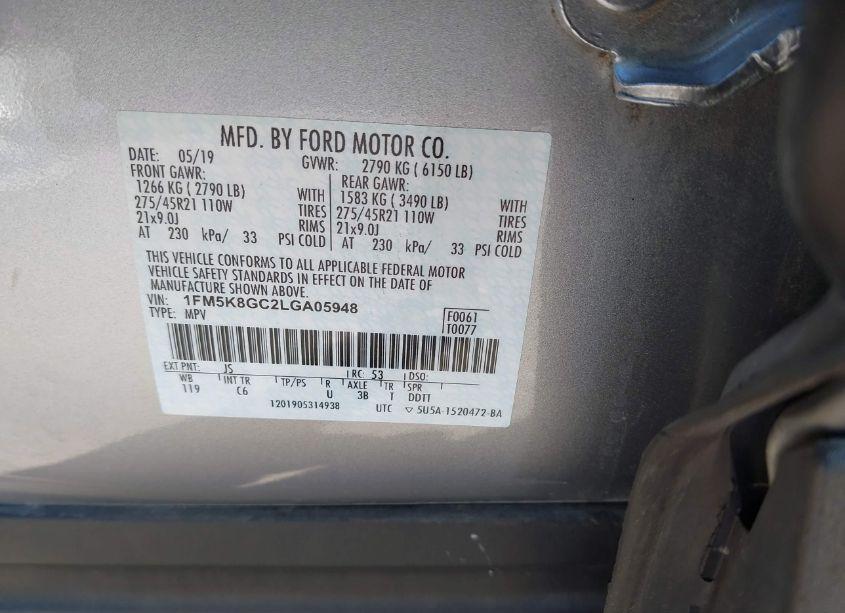 Photo 9 of 2020 Ford Explorer ST (VIN 1FM5K8GC2LGA05948)