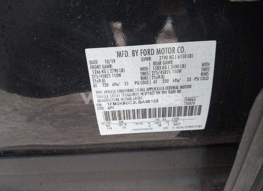 Photo 9 of 2020 Ford Explorer ST (VIN 1FM5K8GC3LGA90153)