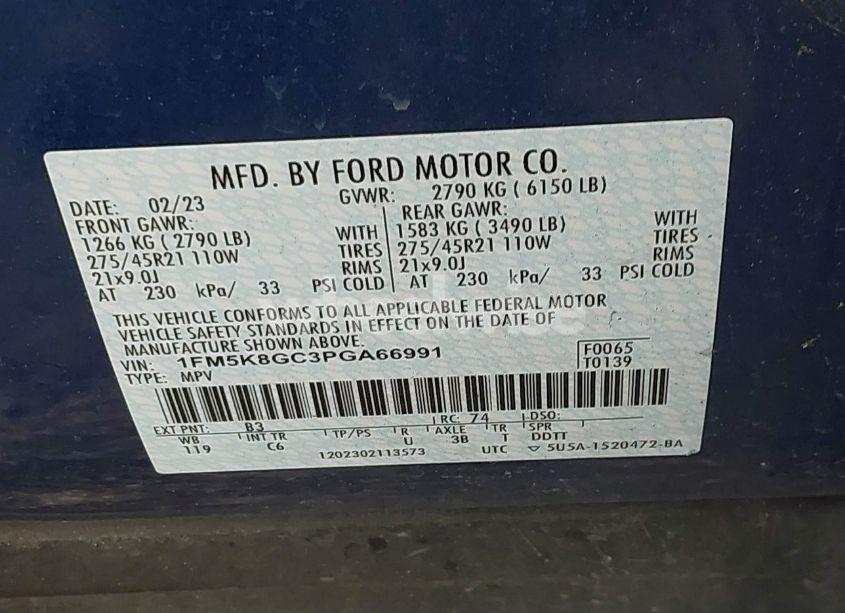 Photo 9 of 2023 Ford Explorer ST (VIN 1FM5K8GC3PGA66991)