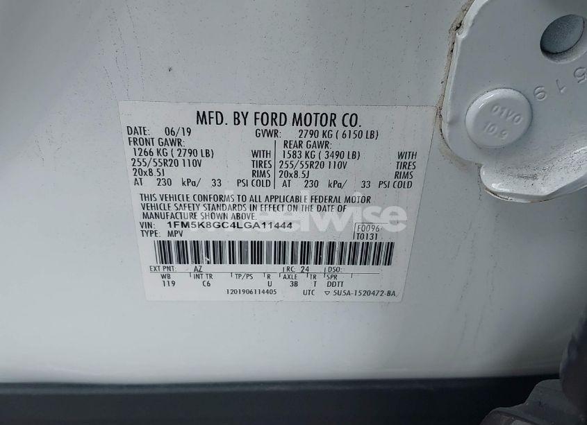 Photo 9 of 2020 Ford Explorer ST (VIN 1FM5K8GC4LGA11444)