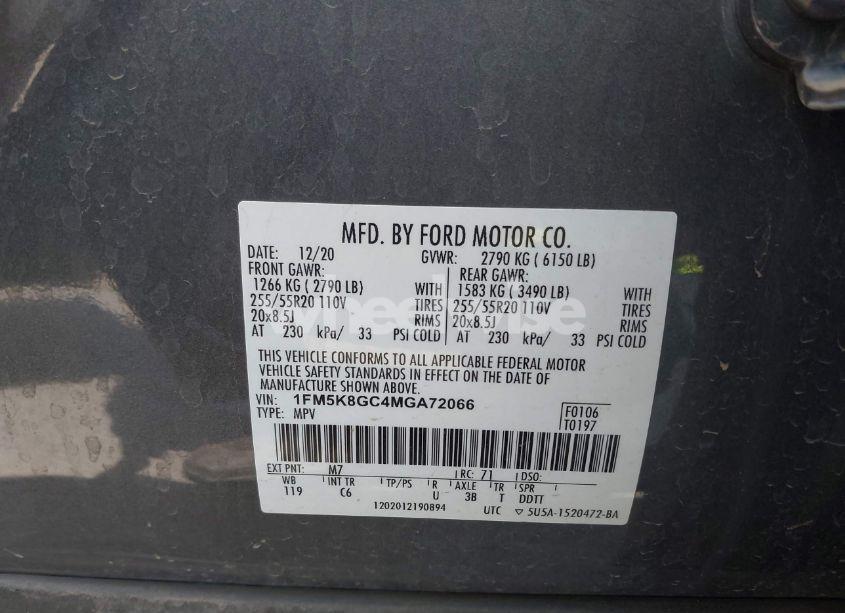 Photo 9 of 2021 Ford Explorer ST (VIN 1FM5K8GC4MGA72066)