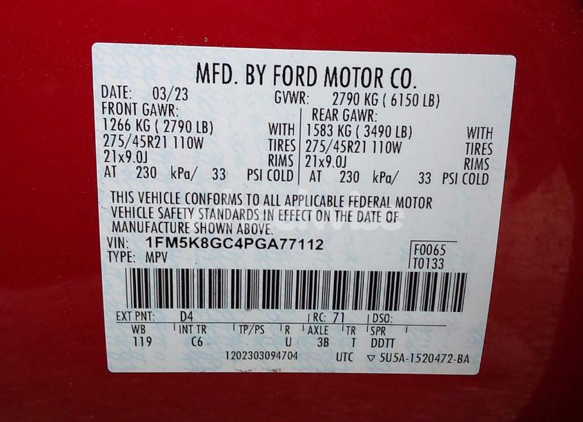 Photo 9 of 2023 Ford Explorer ST (VIN 1FM5K8GC4PGA77112)