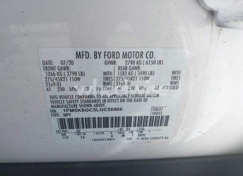 Photo 9 of 2020 Ford Explorer ST (VIN 1FM5K8GC5LGC56866)