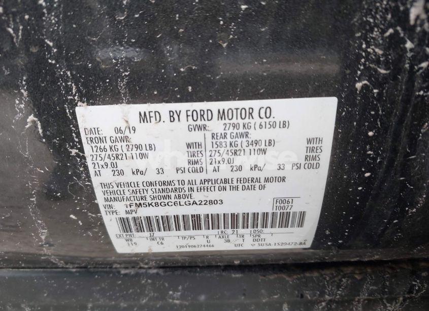 Photo 9 of 2020 Ford Explorer ST (VIN 1FM5K8GC6LGA22803)
