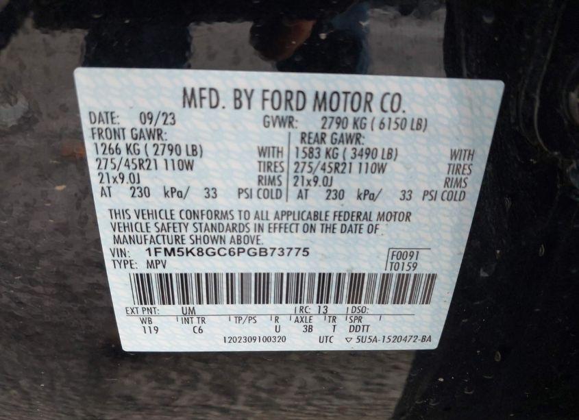 Photo 9 of 2023 Ford Explorer ST (VIN 1FM5K8GC6PGB73775)