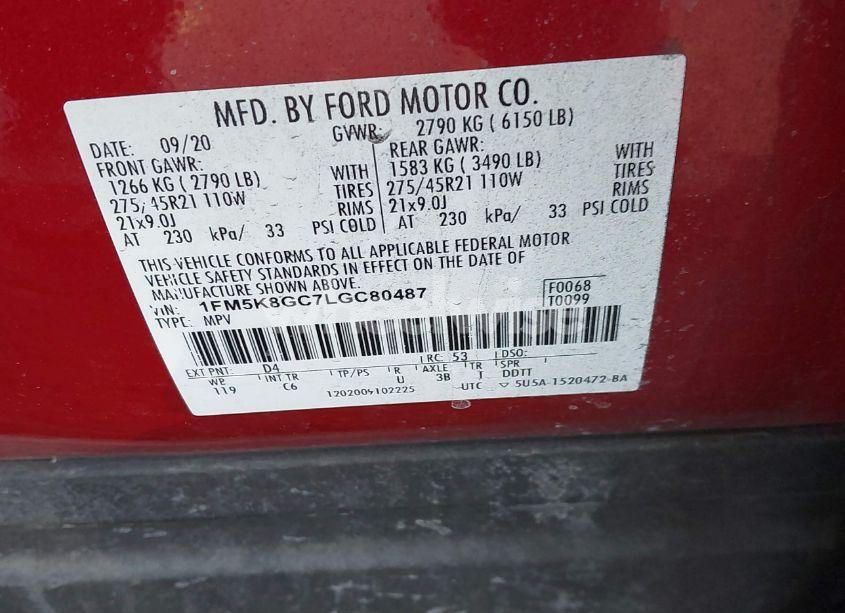 Photo 9 of 2020 Ford Explorer ST (VIN 1FM5K8GC7LGC80487)